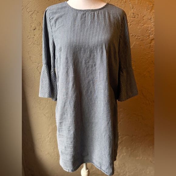 J. Crew Striped Bell-Sleeve Cotton Dress - Picture 3 of 10